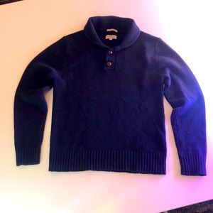 Gant Men’s Navy Cotton Blend Shawl Collar Sweater, Two Leather Button,Size Small